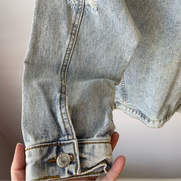 JudyBridal Oversized Women’s Denim Ripped Boyfriend Jean Jacket Long Sleeve Sz M - Picture 11 of 15